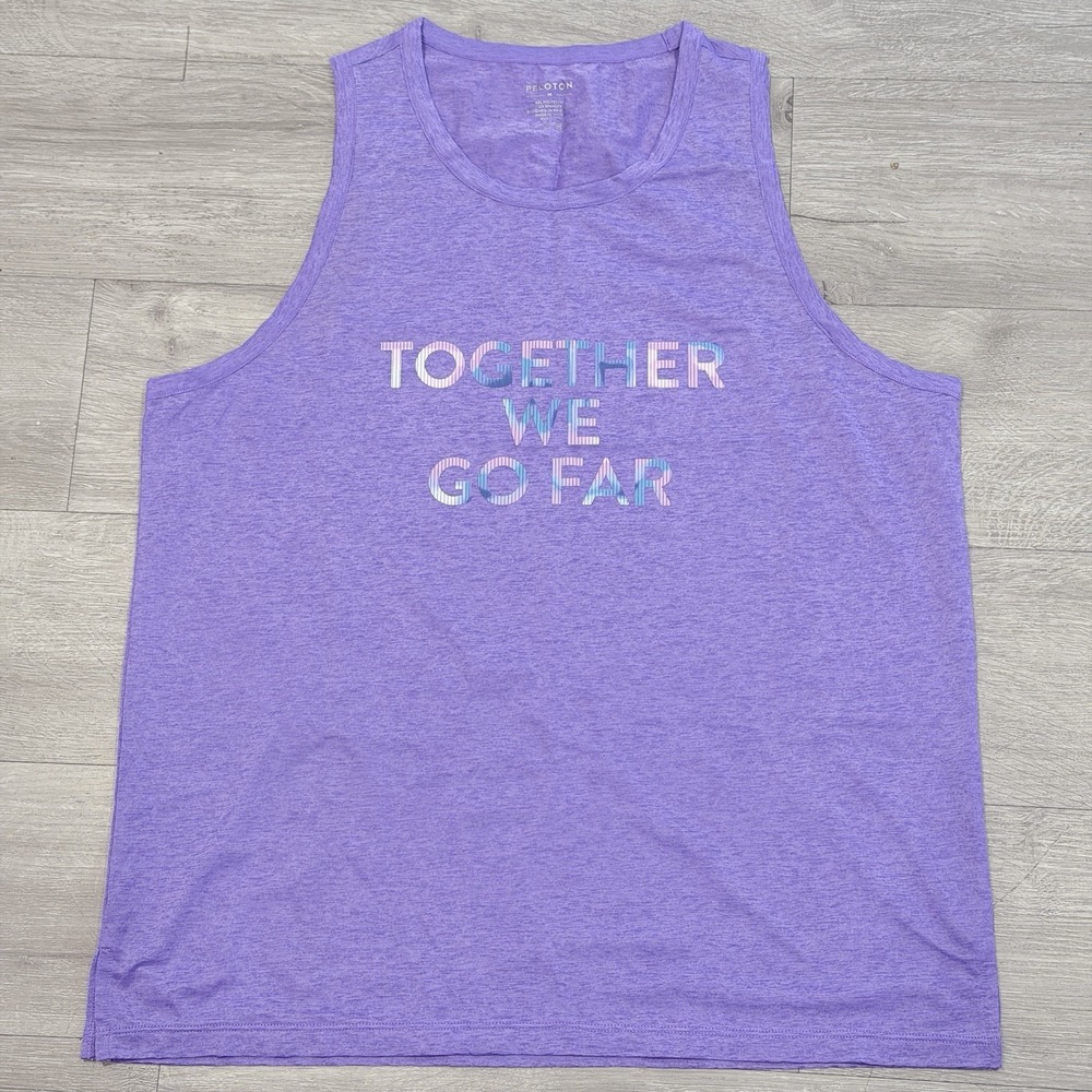 Peloton Womens Tank Top M Purple Together We Go Far Graphic Cycling Athleisure